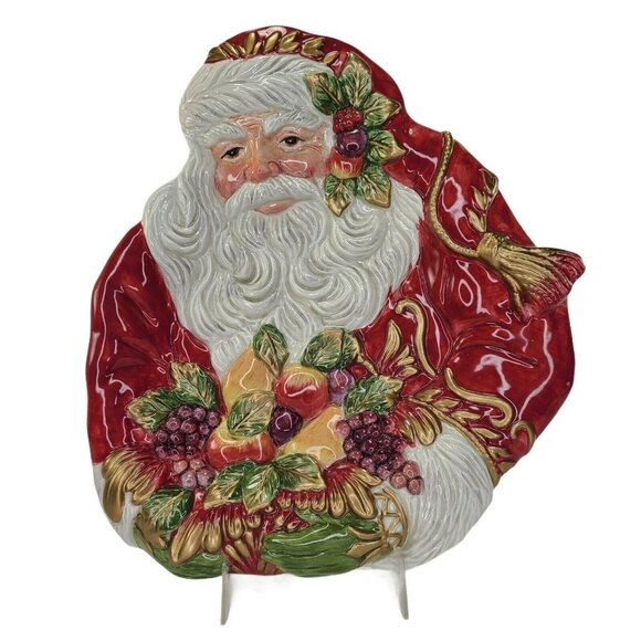 Fitz and Floyd Santa Claus Renaissance‎ Cookie Christmas Serving Plate Vtg READ - Picture 1 of 10